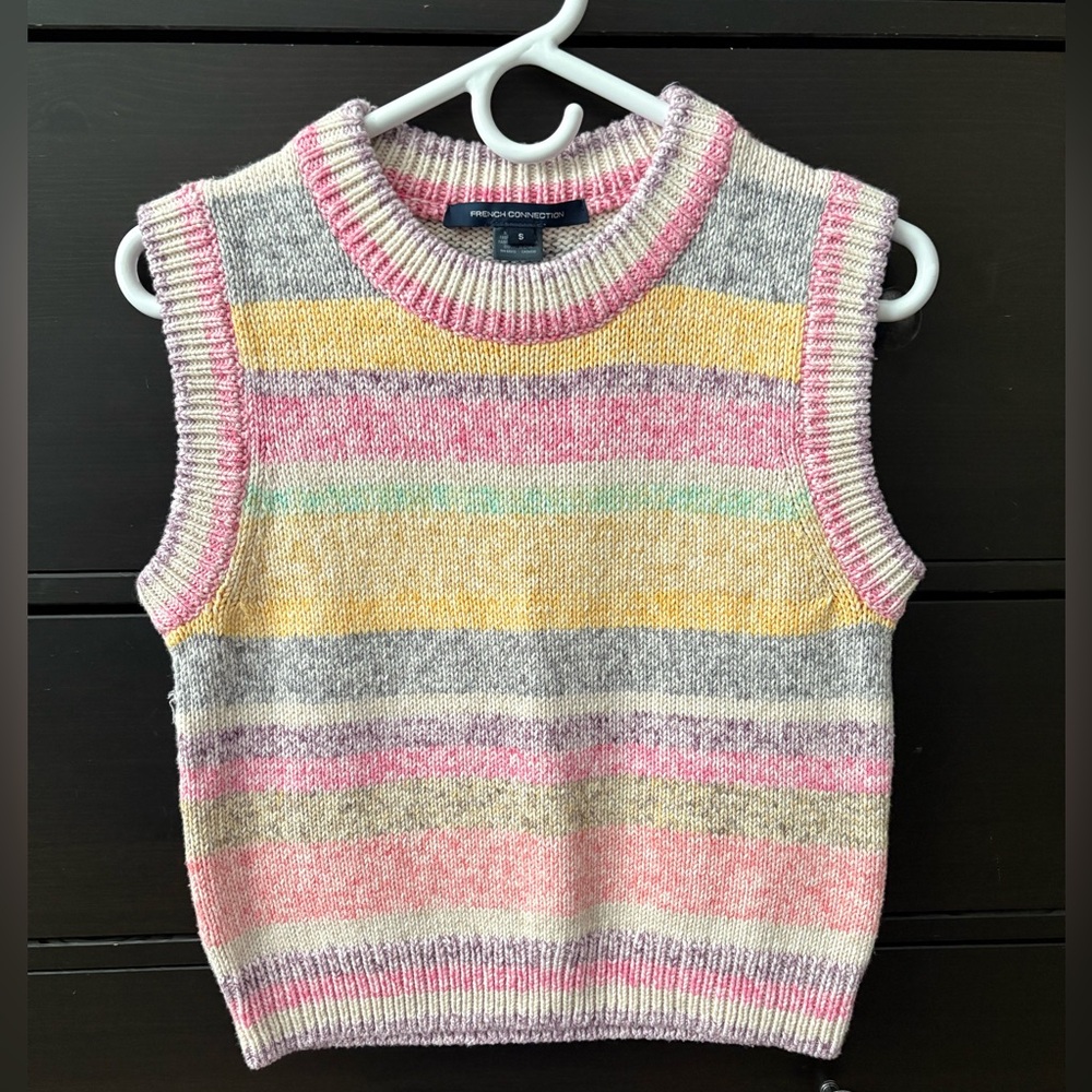 French Connection - Colorful Striped Sweater Vest - Picture 1 of 2